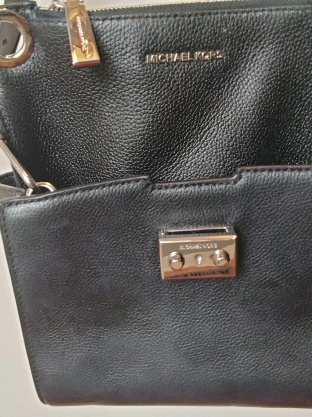 2 in 1 Michael Kors Black Leather Double-Pouch Crossbody Bag